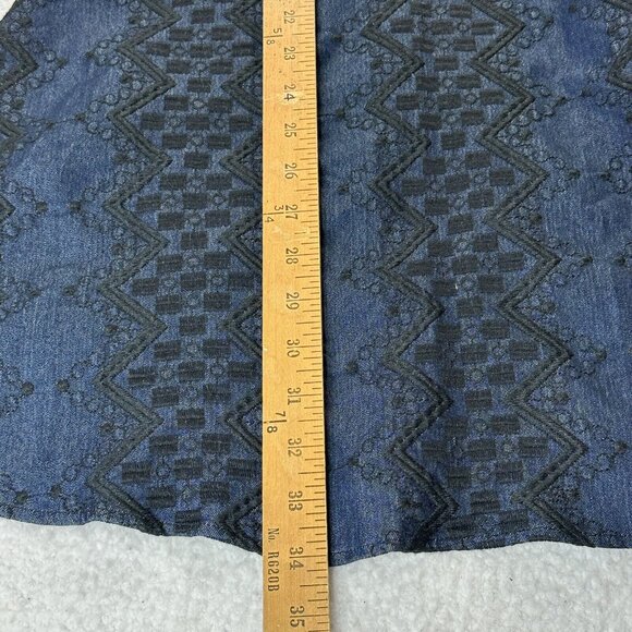 Mun Mun Women's Embroidered Fit & Flare Sleeveless Denim Dress Size M Blue EUC - Picture 7 of 10